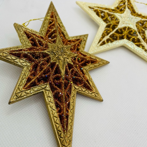 Set of 3 Star Shaped Christmas Holidays Ornaments Decor - Picture 4 of 4